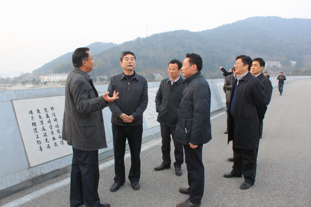 太湖县县长程志翔,水库管理局局长唐学东陪同省市领导一行.